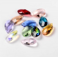 DIY-7065 彩色水滴形切面玻璃珠子A-10粒裝