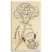 G243 - 楓木印章-溫馨情節 母親節 康乃馨 小男孩 
