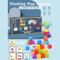FL-016 益智邏輯鍛煉玩具思維大對戰彩虹方塊積木教具題卡套裝